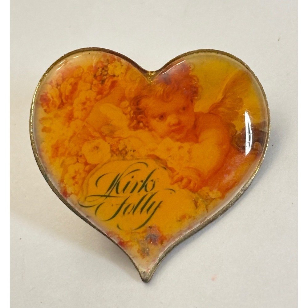 Vintage Kirks Folly Angel Cherub Heart Pin Made in USA